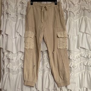 POL Distressed Tan Cargo Pants